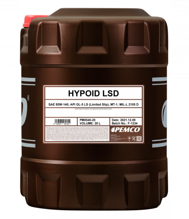 Трансмиссионное масло PEMCO Hypoid LSD 85W-140 GL-5/MT-1 минеральное, 20л (PM0540-20)