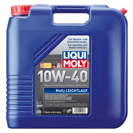 Моторное масло LIQUI MOLY MoS2 Leichtlauf 10W-40 с молибденом полусинтетическое 20л (1089)