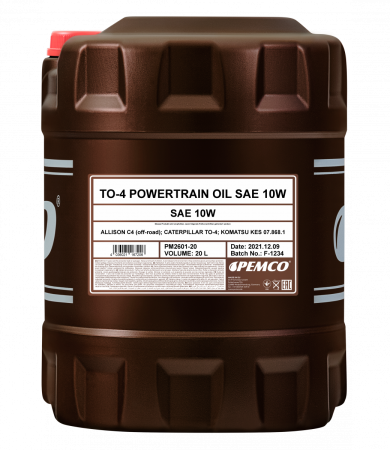 Гидравлическое масло PEMCO TO-4 Powertrain 10W минеральное, 20л (PM2601-20)