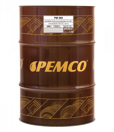Трансмиссионное масло PEMCO 589 80W-90 GL-5 LS/GL-4/MT-1 минеральное, 208л (PM0589-DR)