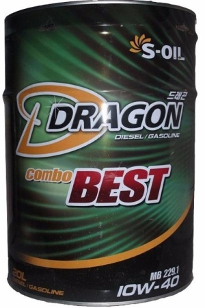 Моторное масло S-OIL Dragon Combo Best 10W-40 CI-4/SL 20л (DTCB10W40_20)