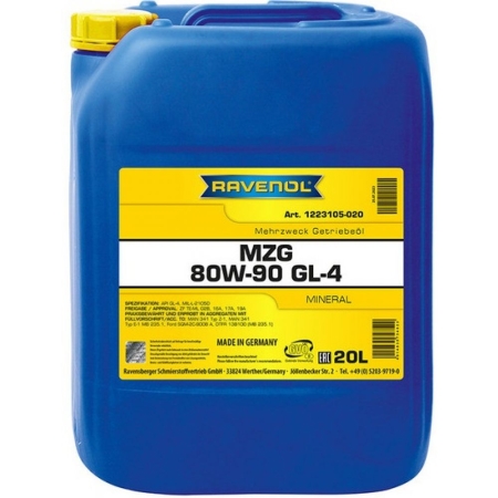 Трансмиссионное масло RAVENOL Getriebeoel MZG 80W-90 GL-4 20л (4014835734623)