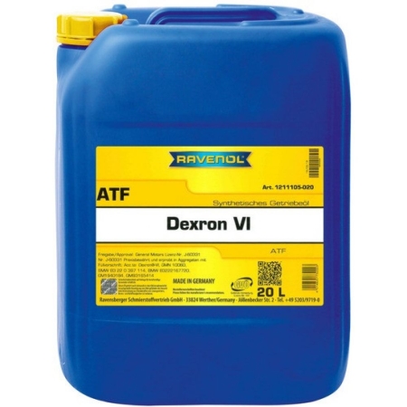 Трансмиссионное масло RAVENOL ATF Dexron VI 20л (4014835732223)