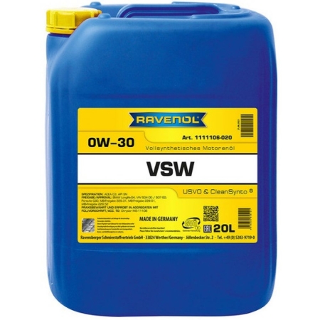 Моторное масло RAVENOL VSW 0W-30 20л (4014835845121)