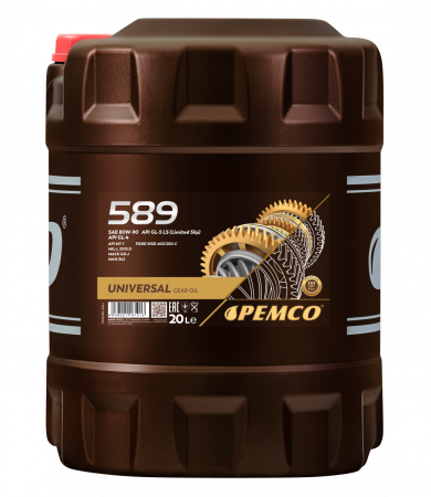 Трансмиссионное масло PEMCO 589 80W-90 GL-5 LS/GL-4/MT-1 минеральное, 20л (PM0589-20)